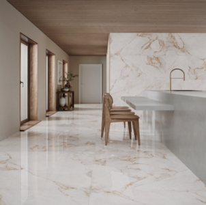 Porcelanato Marmorizado Polido Borda Reta Interno 120x120cm Marmo Gold Incesa